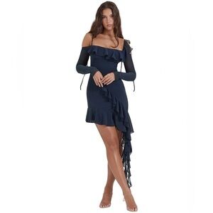 HOUSE OF CB KIKI Blue Ruffle Mini Dress
